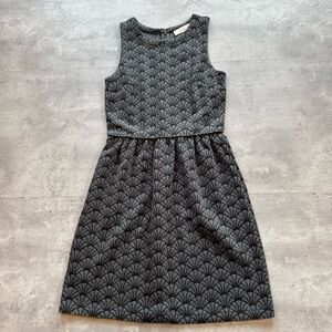LOFT Shell Print Sleeveless Fit and Flare Dress Black Grey, Size 00 Petite